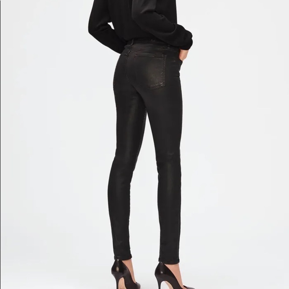 7 For All Mankind THE SKINNY COATED SLIM ILLUSION BLACK PANTS